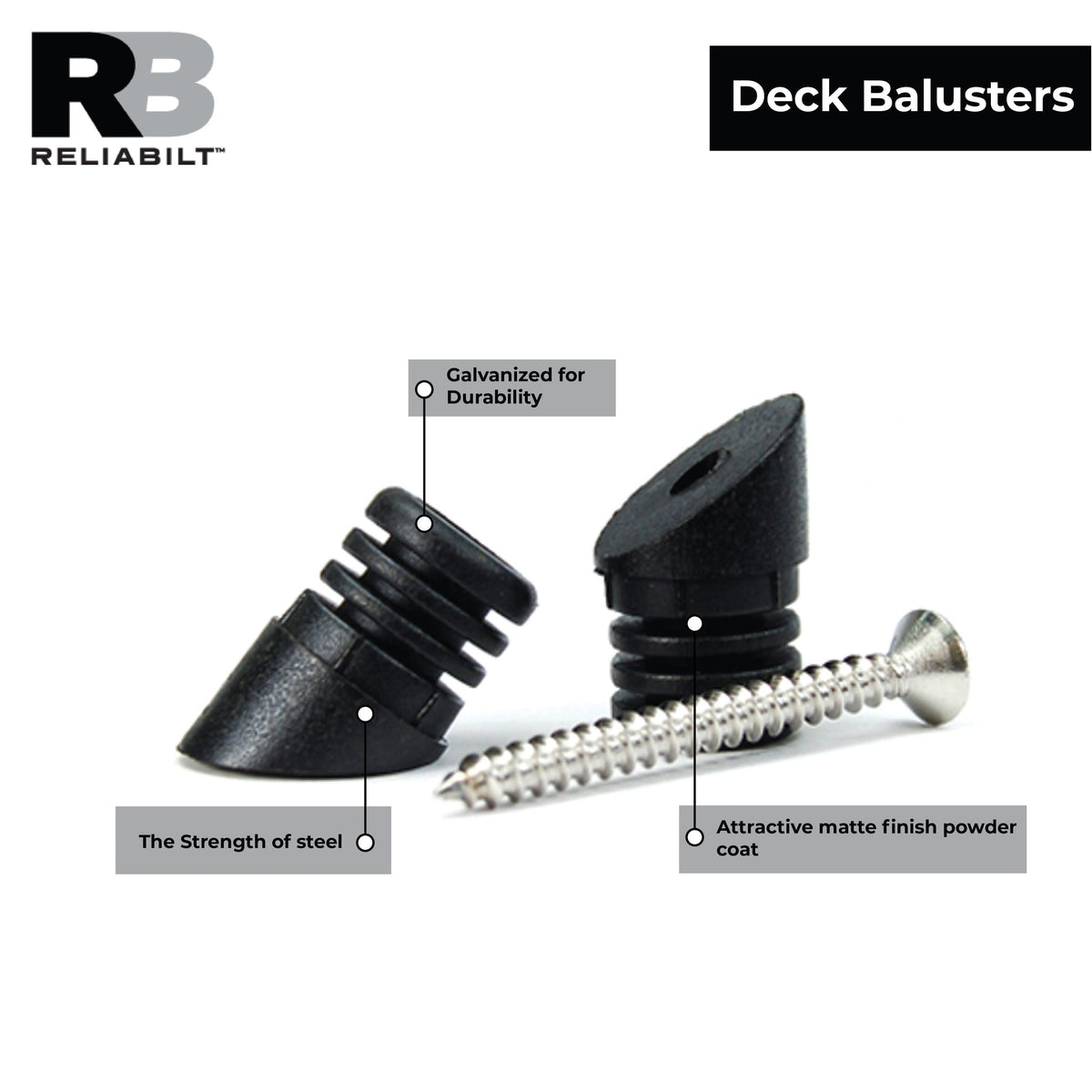 RELIABILT 0.5-in x 0.5-in Black Sand Plastic Baluster Connector (22-Pack)