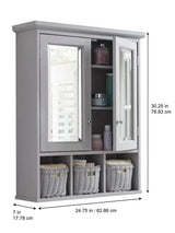 allen + roth 24.75-in x 30.25-in Surface Mount Grey Mirrored Soft Close Medicine Cabinet
