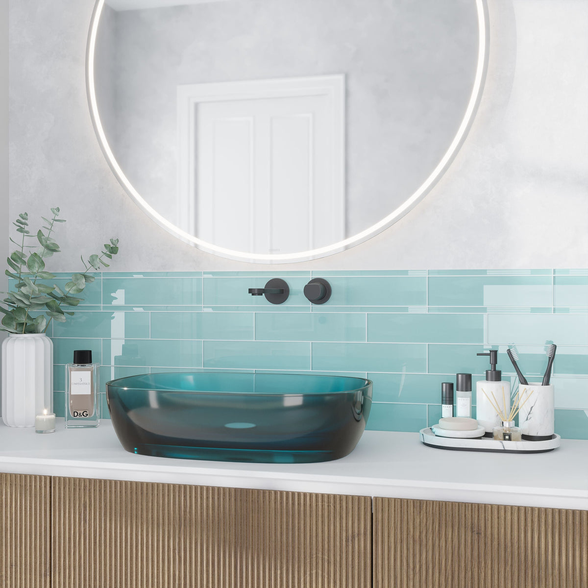 Apollo Tile 10-Pack Sapphire Blue 1/2-in x 12-in Glass Pencil Tile (0.5-sq. ft/ Carton)