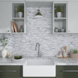 Apollo Tile White 12-in x 12-in Satin Ceramic Marble Look Peel-and-stick Tile (9.26-sq. ft/ Carton)