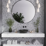Apollo Tile Indigo Gray and White 12-in x 15-in Polished Natural Stone Marble Pinwheel Patterned Floor and Wall Tile (6.18-sq. ft/ Carton)