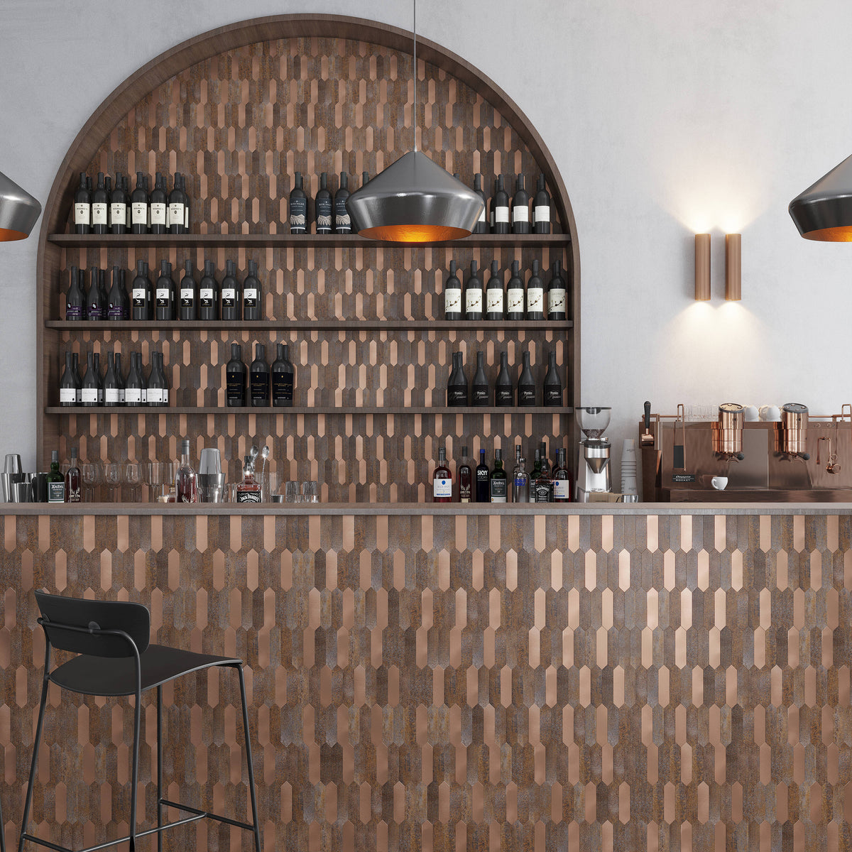 Apollo Tile Brisk Copper 12-in x 12-in Brushed PVC Hexagon Peel and Stick Wall Tile (10-sq. ft/ Carton)
