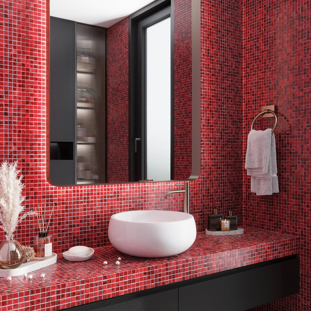 Apollo Tile Dune Ruby Red 12-in x 12-in Glossy Glass Uniform Squares Floor and Wall Tile (20-sq. ft/ Carton)