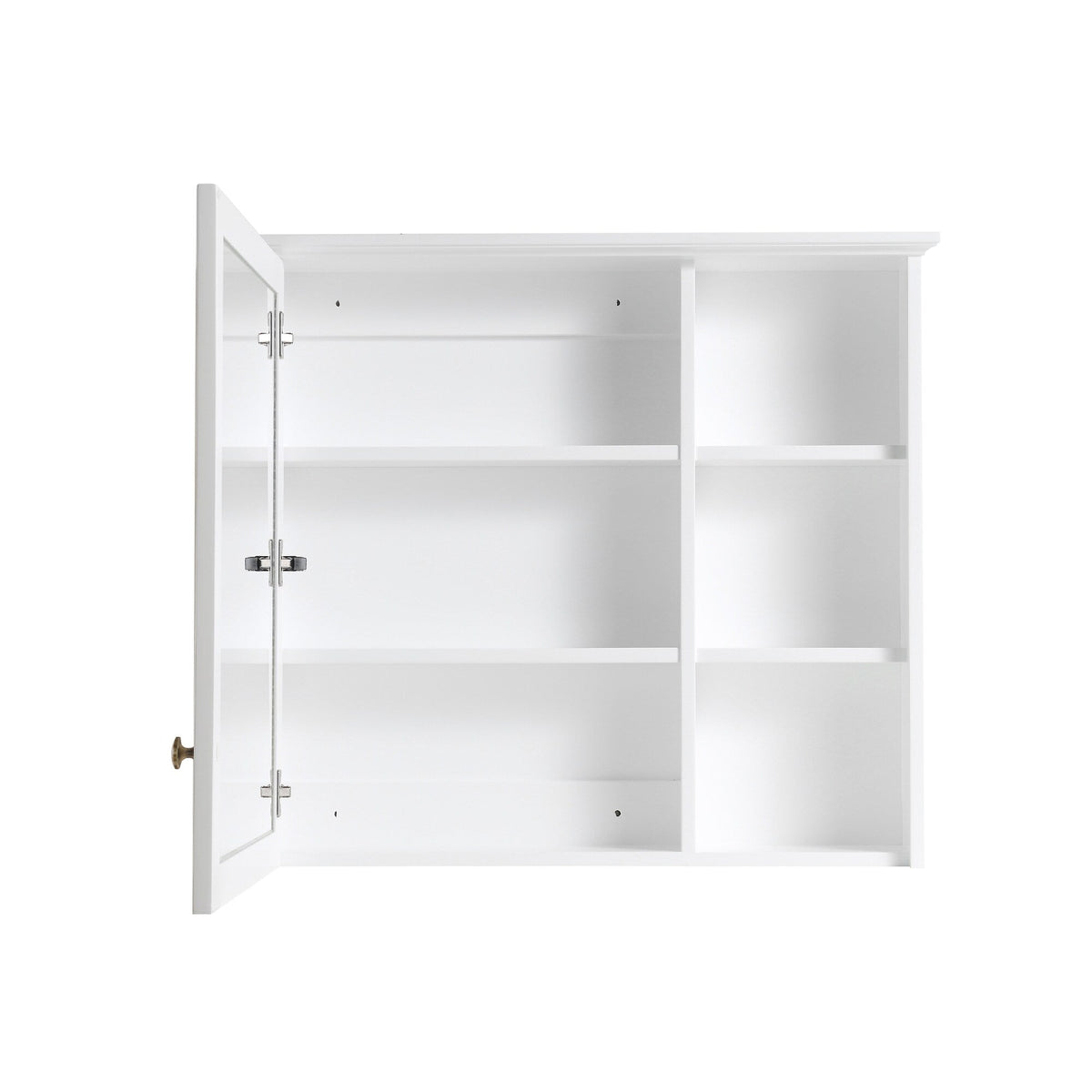 Forclover Assembled Solid Wood 34-in x 30-in Surface Mount White Mirrored Soft Close Medicine Cabinet