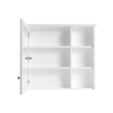 Forclover Assembled Solid Wood 34-in x 30-in Surface Mount White Mirrored Soft Close Medicine Cabinet