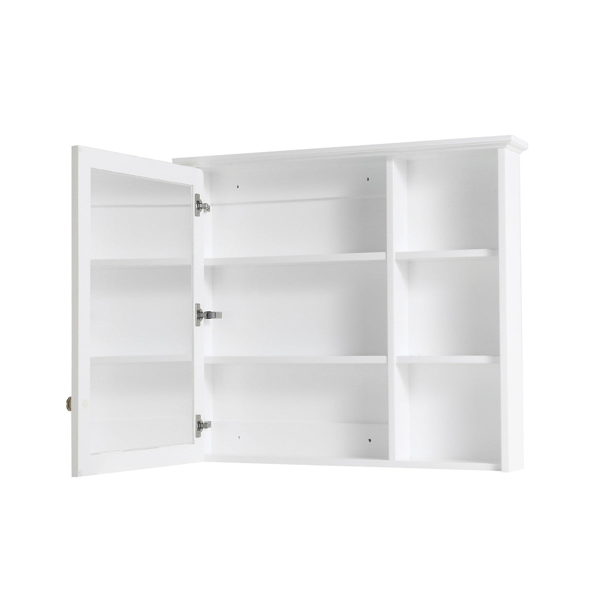 Forclover Assembled Solid Wood 34-in x 30-in Surface Mount White Mirrored Soft Close Medicine Cabinet