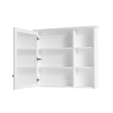 Forclover Assembled Solid Wood 34-in x 30-in Surface Mount White Mirrored Soft Close Medicine Cabinet