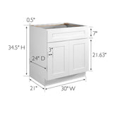 Design House Brookings 30-in W x 34.5-in H x 24-in D White Maple Base Fully Assembled Plywood Cabinet (Recessed Panel Shaker Door Style)