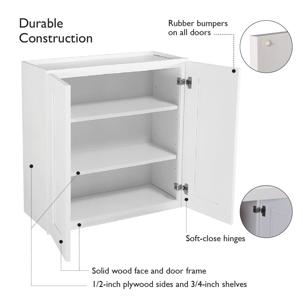 Design House Brookings 12-in W x 24-in H x 12-in D White Maple Wall Ready To Assemble Plywood Cabinet (Recessed Panel Shaker Door Style)