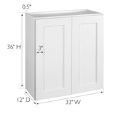 Design House Brookings 33-in W x 36-in H x 12-in D White Maple Wall Ready To Assemble Plywood Cabinet (Recessed Panel Shaker Door Style)