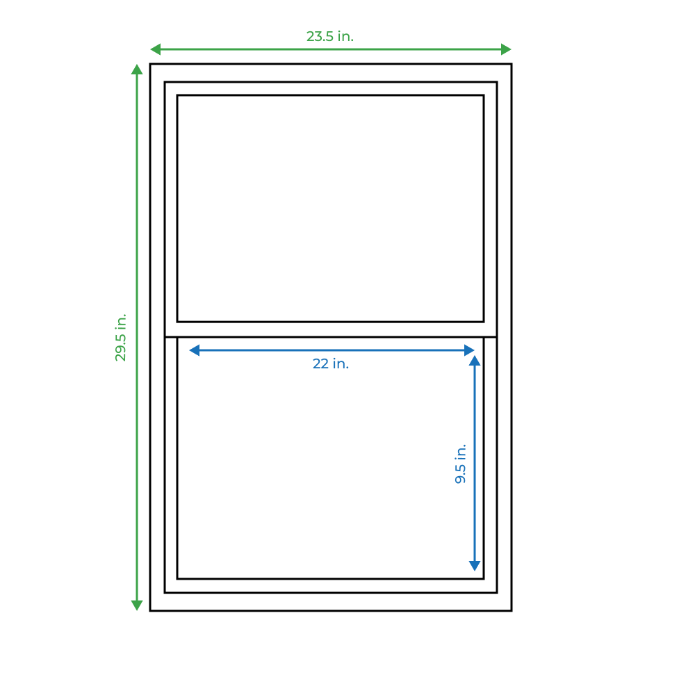 Project Source 20000S Series New Construction 23-1/2-in x 29-1/2-in x 2-1/4-in Jamb White Vinyl Single-Pane Single-Hung Window, Half Screen Included