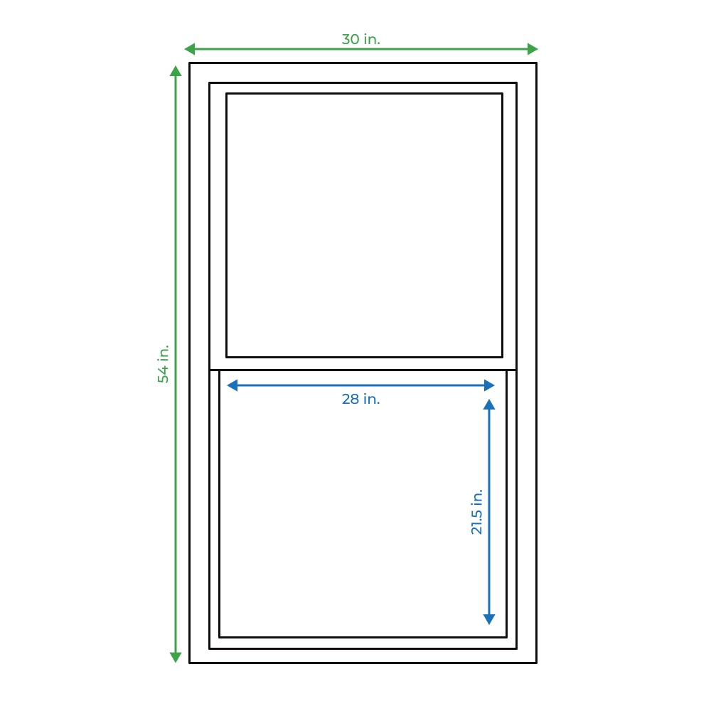 Project Source 40000 Series Replacement 30-in x 54-in x 1-3/4-in Jamb Silver Aluminum Single-Pane Single-Hung Window, Half Screen Included