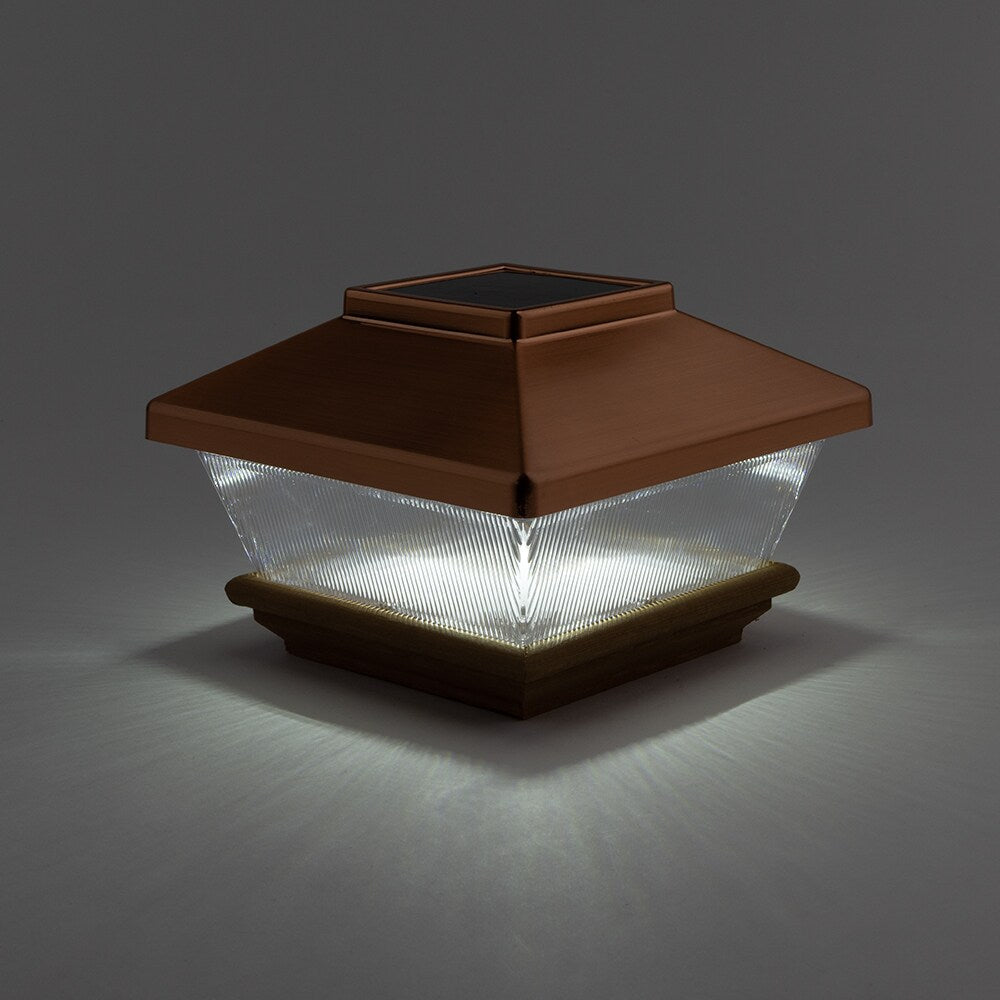 Deckorators 4-in x 4-in 7-Lumen 1-Watt Copper Battery-operated LED Outdoor Post Cap Light (6500 K)