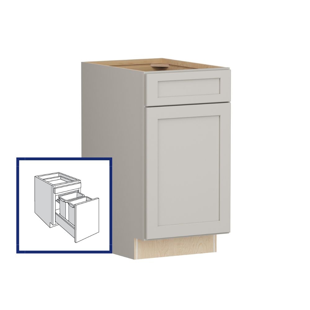 Shenandoah PRO Express Breckenridge 18-in W x 34.5-in H x 24-in D Stone Full Overlay Pull-out Wastebasket Base Fully Assembled Plywood Cabinet