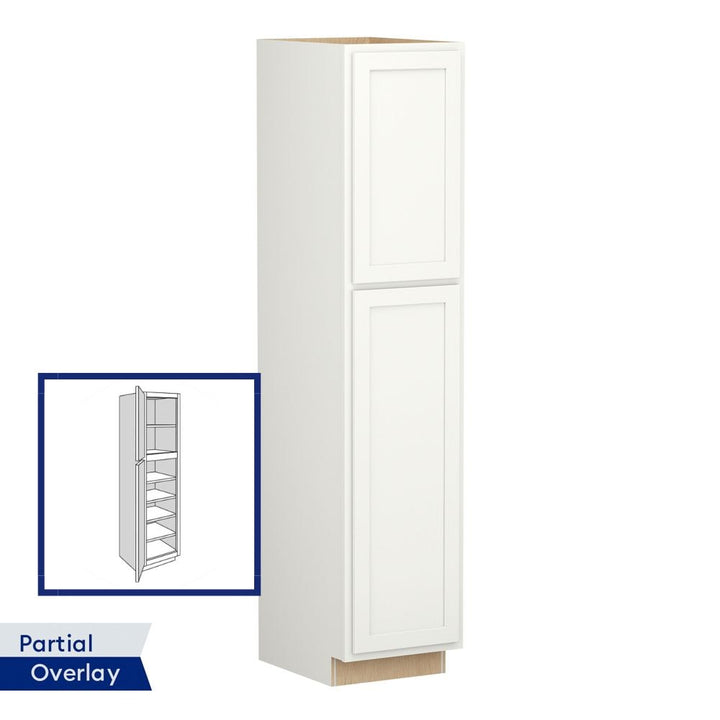 Shenandoah PRO Express Breckenridge 18-in W x 84-in H x 24-in D Linen Partial Overlay Pantry Fully Assembled Plywood Cabinet (Recessed Panel Shaker Door Style)