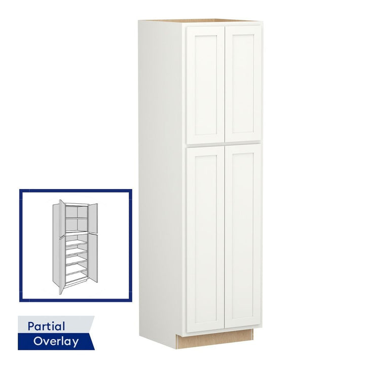 Shenandoah PRO Express Breckenridge 24-in W x 84-in H x 24-in D Linen Partial Overlay Pantry Fully Assembled Plywood Cabinet (Recessed Panel Shaker Door Style)