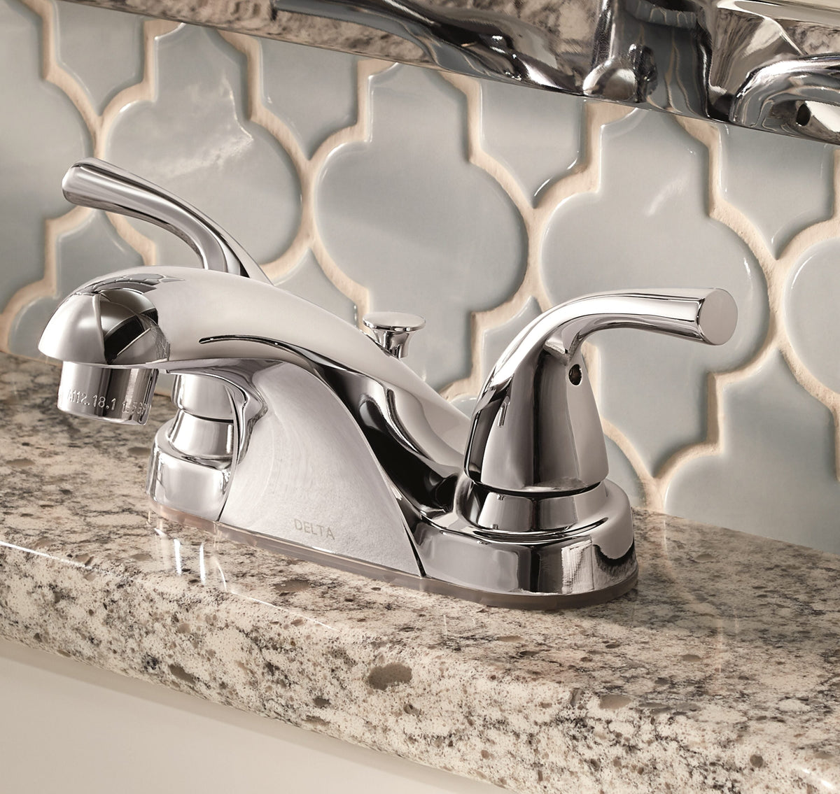 Delta Foundations Chrome 2-Handle 4-in Centerset WaterSense Bathroom Sink Faucet with Drain, B2515LF-PPU-ECO
