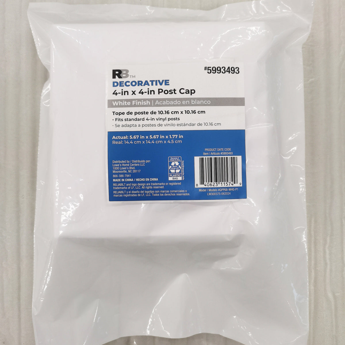 RELIABILT White Plastic Deck Post Cap