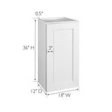Design House Brookings 18-in W x 36-in H x 12-in D White Maple Wall Fully Assembled Plywood Cabinet (Recessed Panel Shaker Door Style)