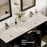 Eviva London 60 in. W x 18 in. D x 34 in. H Espresso Double Bathroom Vanity with White Carrara Marble Top and White Undermount Sinks
