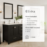 Eviva London 60 in. W x 18 in. D x 34 in. H Espresso Double Bathroom Vanity with White Carrara Marble Top and White Undermount Sinks