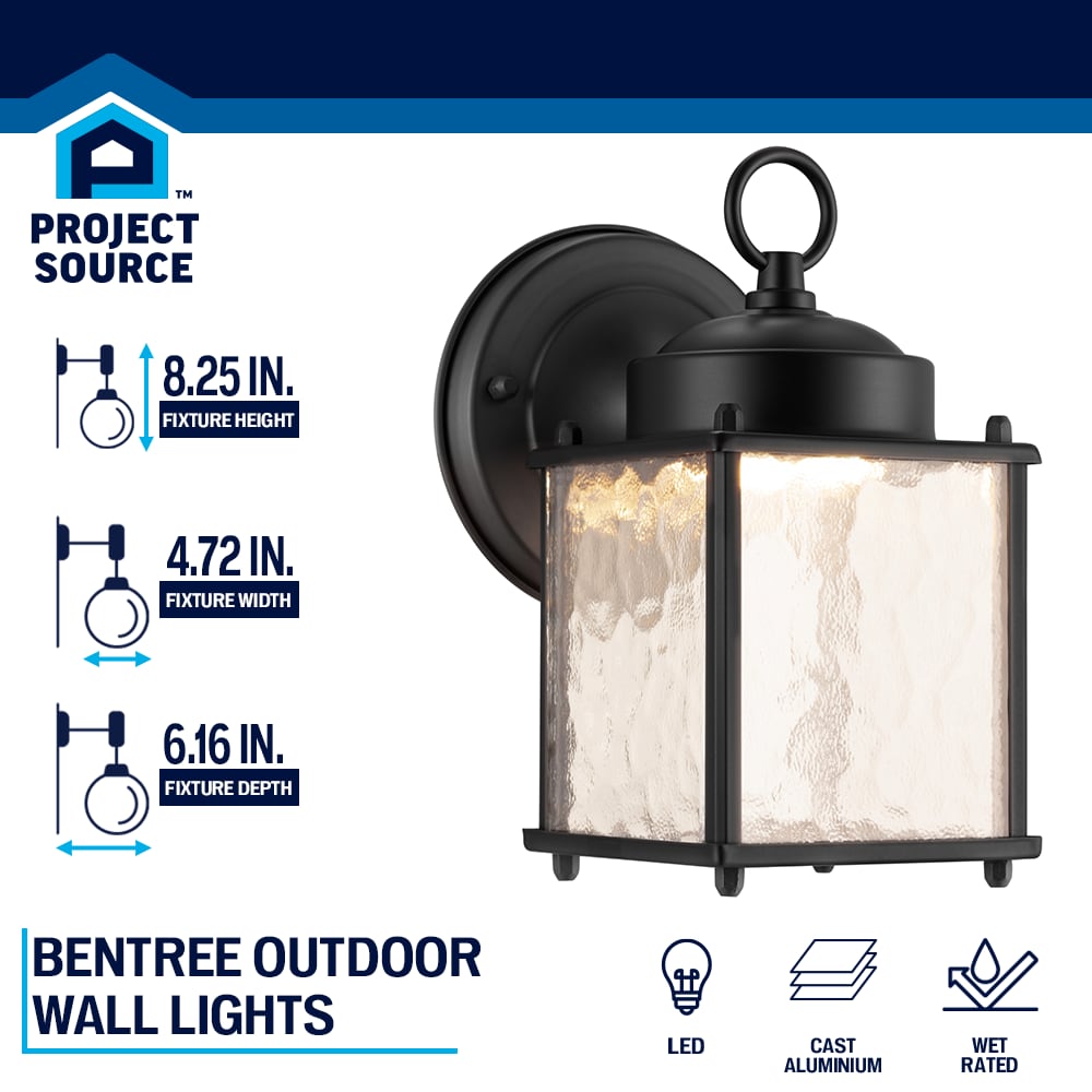 Portfolio Wall Lantern 8.25-in H Black LED Outdoor Wall Light