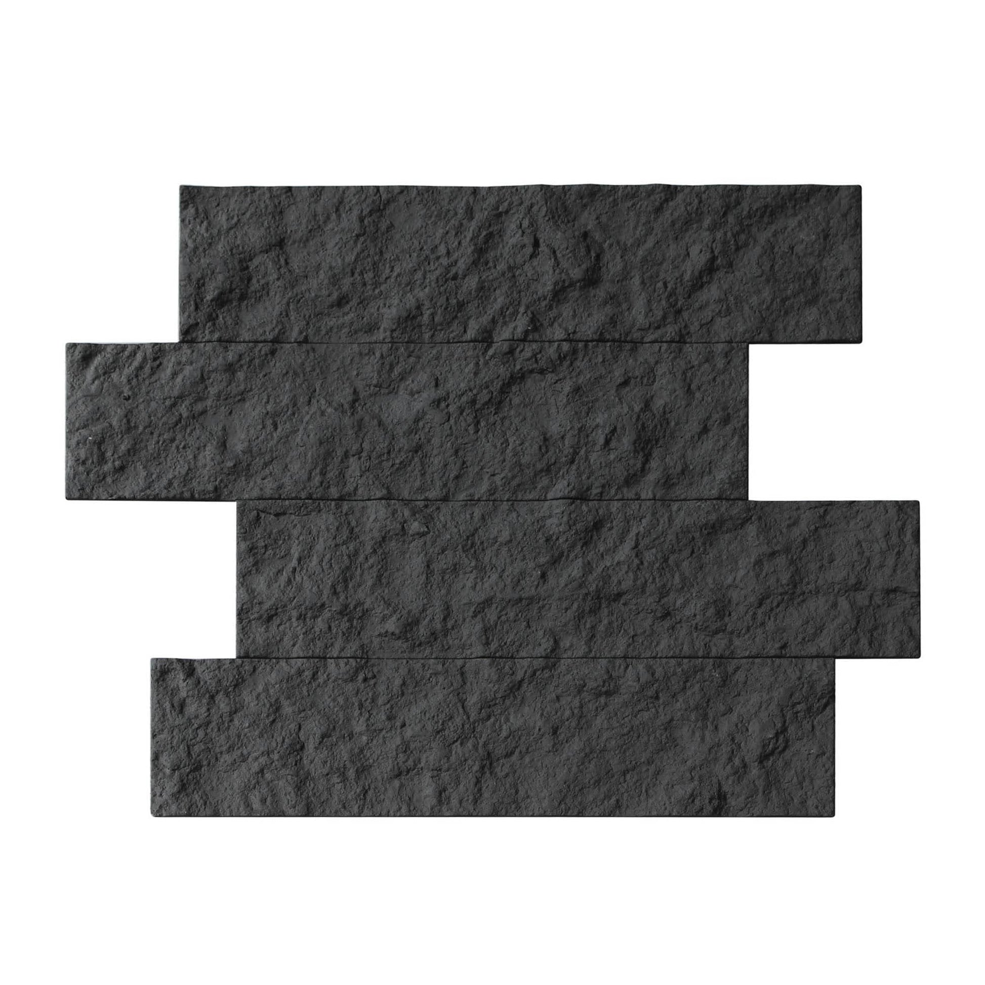 LuxySplash Annetta Soft Black 12-in x 15-in Natural Natural stone Mixed Subway Peel and stick Wall Tile product image
