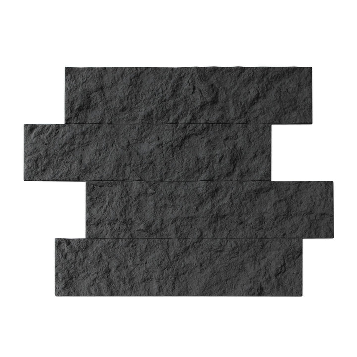 LuxySplash Annetta Soft Black 12-in x 15-in Natural Natural stone Mixed Subway Peel and stick Wall Tile product image