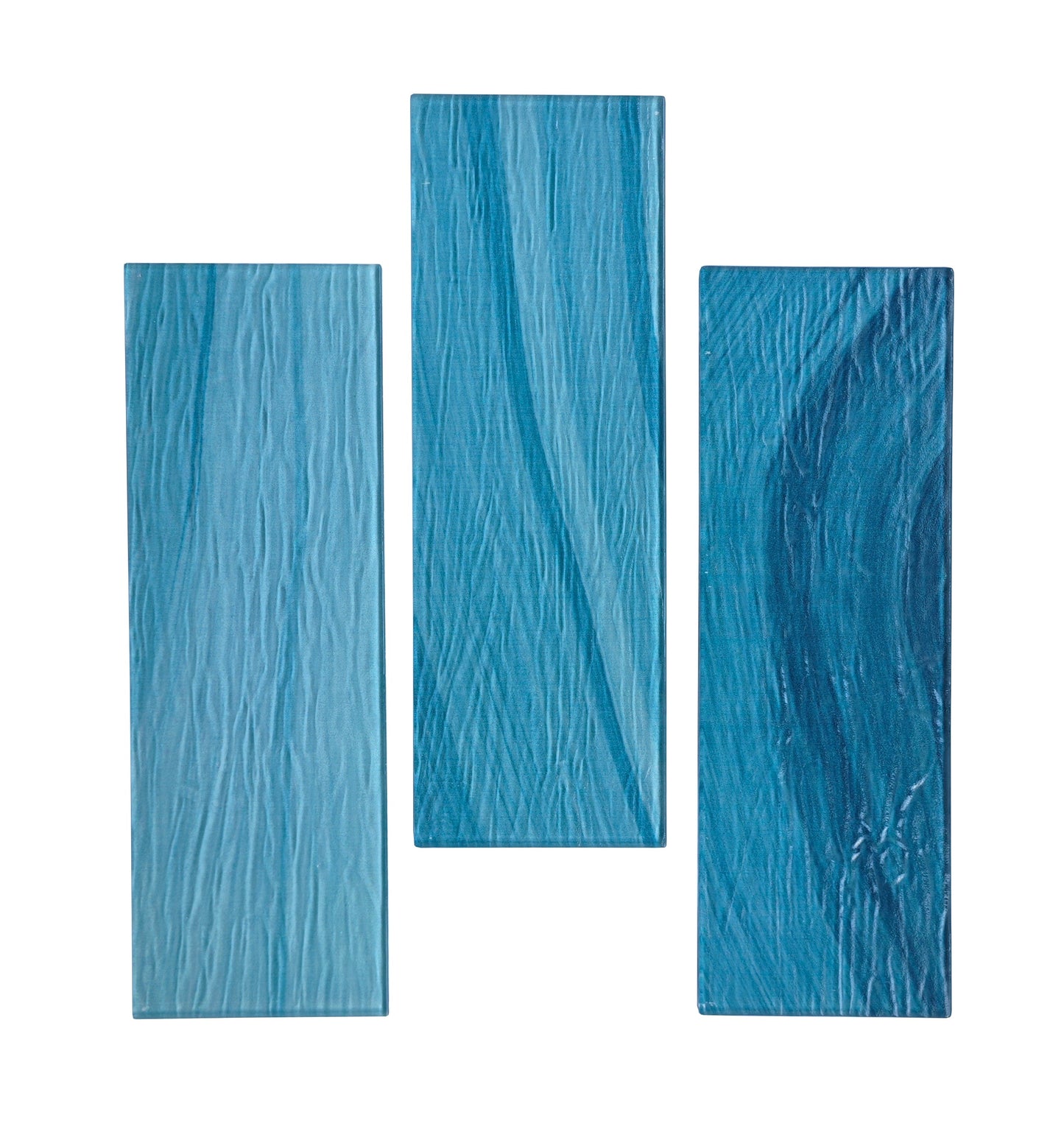 LuxySplash Esli Blue 4-in x 12-in Multi-finish Glass Subway Wall Tile product image
