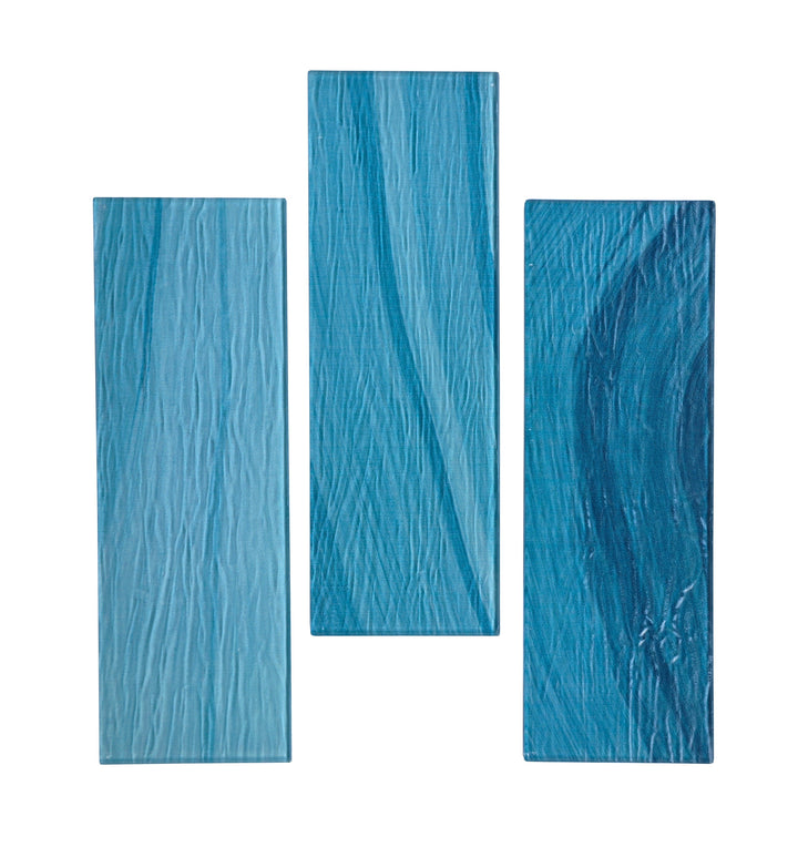 LuxySplash Esli Blue 4-in x 12-in Multi-finish Glass Subway Wall Tile product image