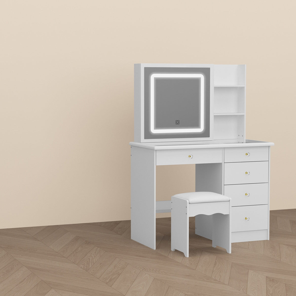 FUFU&GAGA Contemporary White Console Table with Drawer - Multi-Functional Kitchen Cabinet and Chic Style Buffet Sideboard