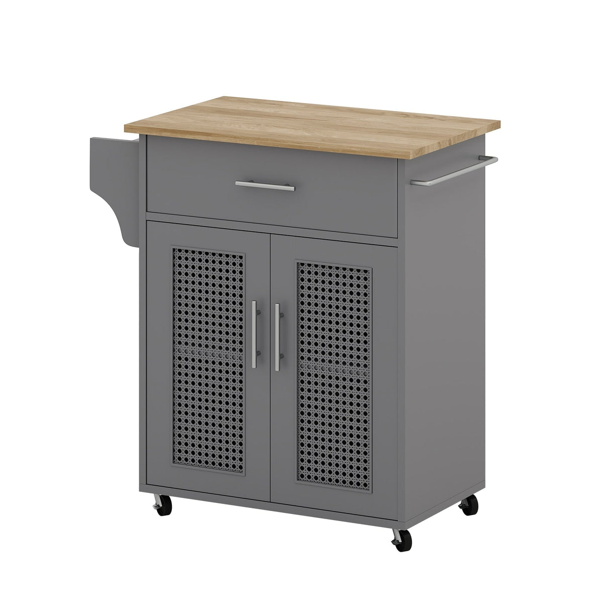 Jarenie Gray Mdf Base with Mdf Wood Top Rolling Kitchen Island (15.8-in x 26-in x 35.2-in)