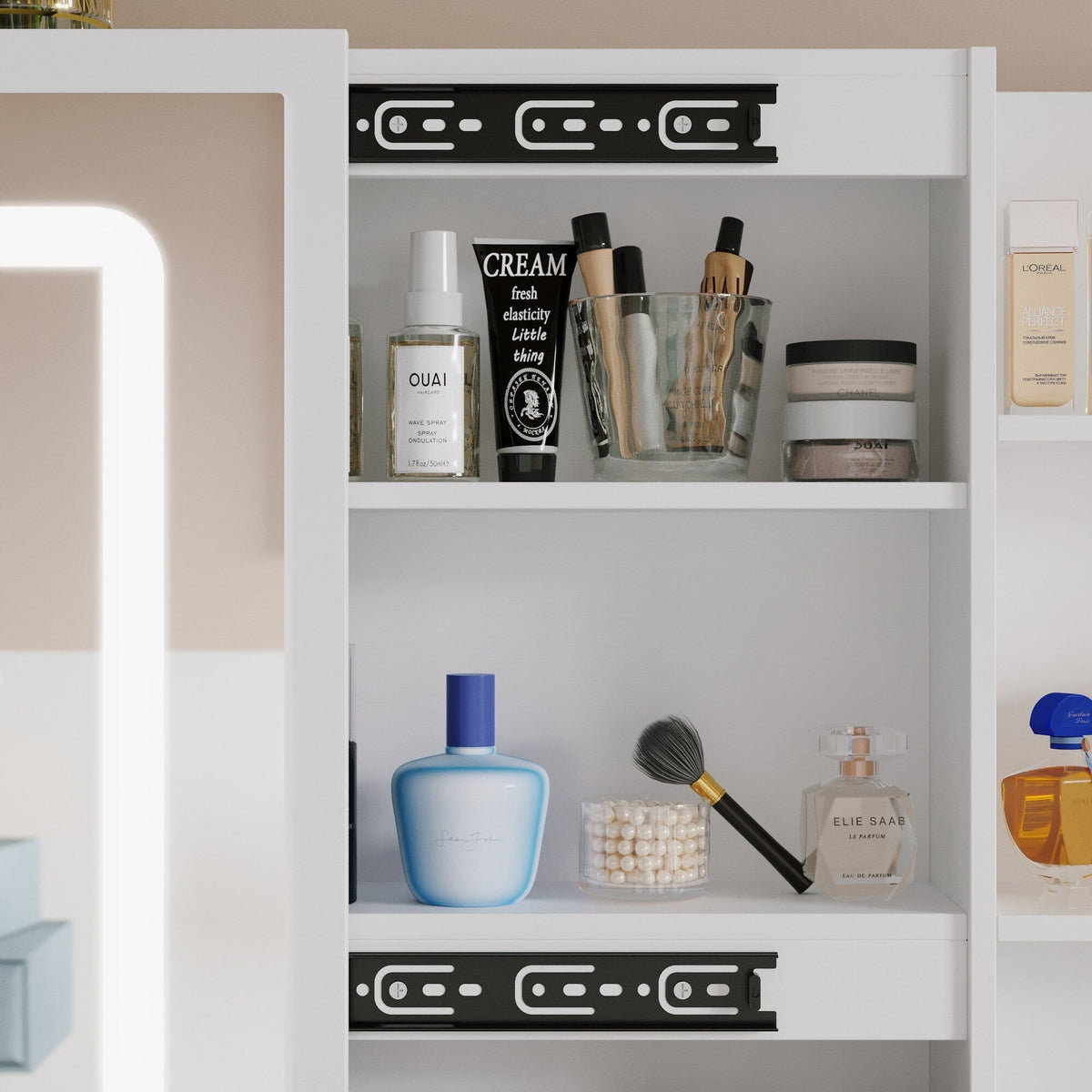 FUFU&GAGA Contemporary White Console Table with Drawer - Multi-Functional Kitchen Cabinet and Chic Style Buffet Sideboard