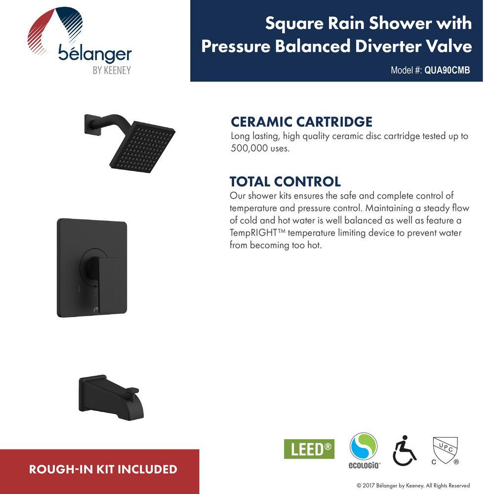 Belanger Single-Handle 1-Spray Tub and Shower Faucet in Matte Black (Valve Included) - Super Arbor