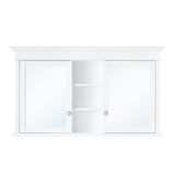 WELLFOR GRACE Solid Wood 55-in x 32-in Recessed Mount White Mirrored Soft Close Medicine Cabinet