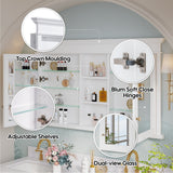 WELLFOR GRACE Solid Wood 55-in x 32-in Recessed Mount White Mirrored Soft Close Medicine Cabinet
