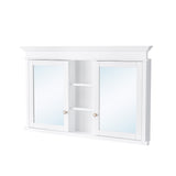 WELLFOR GRACE Solid Wood 55-in x 32-in Recessed Mount White Mirrored Soft Close Medicine Cabinet