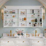 WELLFOR GRACE Solid Wood 55-in x 32-in Recessed Mount White Mirrored Soft Close Medicine Cabinet