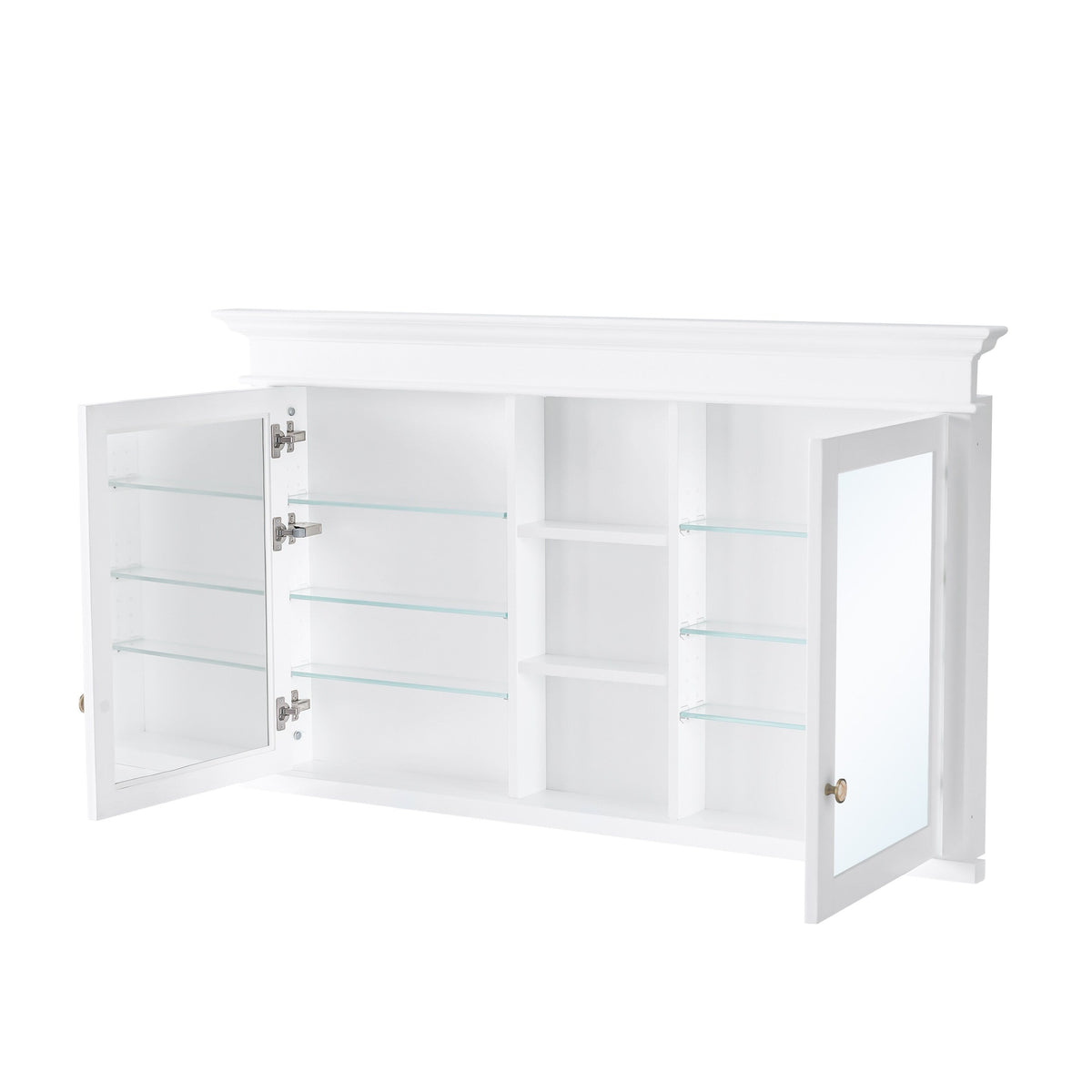 WELLFOR GRACE Solid Wood 55-in x 32-in Recessed Mount White Mirrored Soft Close Medicine Cabinet