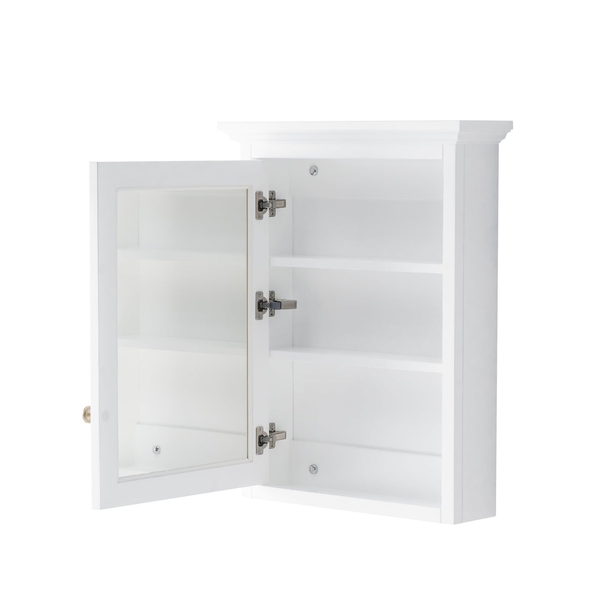 WELLFOR GRACE Solid Wood 24-in x 30-in Surface Mount White Mirrored Soft Close Medicine Cabinet