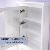 WELLFOR GRACE Solid Wood 24-in x 30-in Surface Mount White Mirrored Soft Close Medicine Cabinet