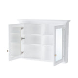WELLFOR GRACE Solid Wood 40-in x 30-in Surface Mount White Mirrored Soft Close Medicine Cabinet