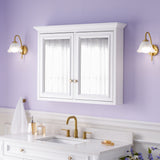 WELLFOR GRACE Solid Wood 40-in x 30-in Surface Mount White Mirrored Soft Close Medicine Cabinet