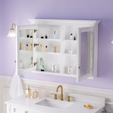 WELLFOR GRACE Solid Wood 40-in x 30-in Surface Mount White Mirrored Soft Close Medicine Cabinet