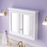 WELLFOR GRACE Solid Wood 40-in x 30-in Surface Mount White Mirrored Soft Close Medicine Cabinet