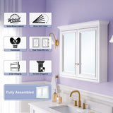 WELLFOR GRACE Solid Wood 40-in x 30-in Surface Mount White Mirrored Soft Close Medicine Cabinet