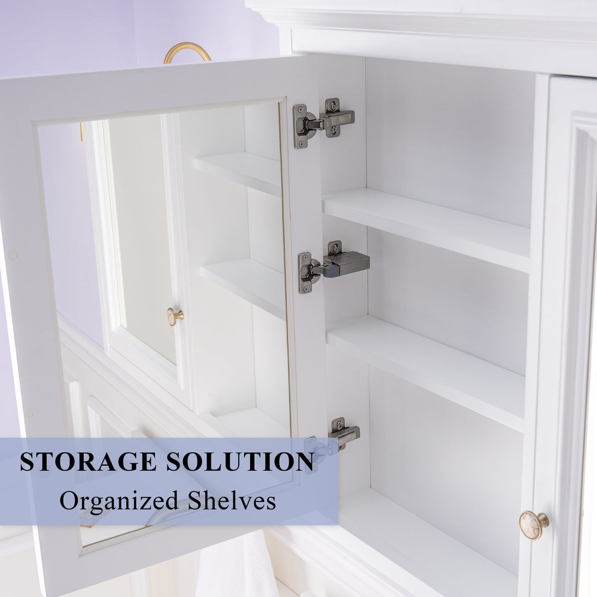 WELLFOR GRACE Solid Wood 40-in x 30-in Surface Mount White Mirrored Soft Close Medicine Cabinet