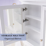 WELLFOR GRACE Solid Wood 40-in x 30-in Surface Mount White Mirrored Soft Close Medicine Cabinet