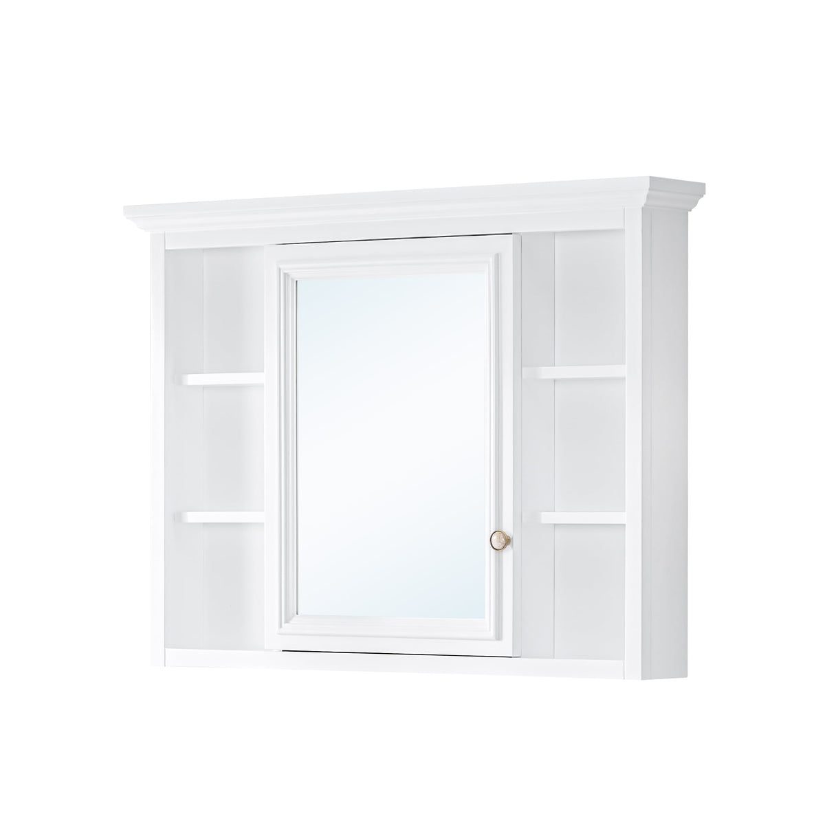 WELLFOR GRACE Solid Wood 40-in x 30-in Surface Mount White Mirrored Soft Close Medicine Cabinet
