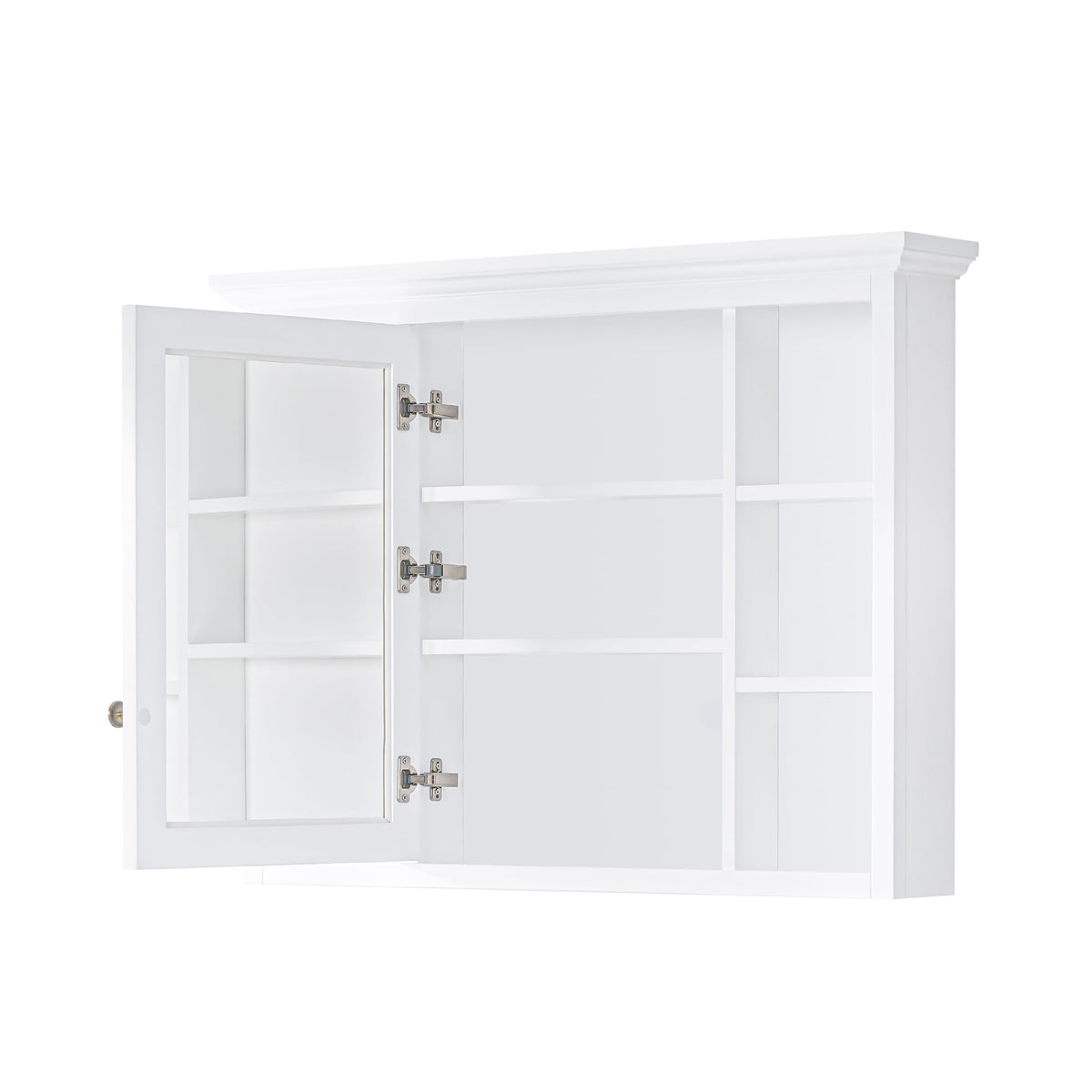 WELLFOR GRACE Solid Wood 40-in x 30-in Surface Mount White Mirrored Soft Close Medicine Cabinet